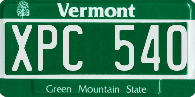 VT license plate XPC540
