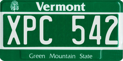 VT license plate XPC542