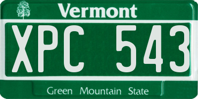 VT license plate XPC543