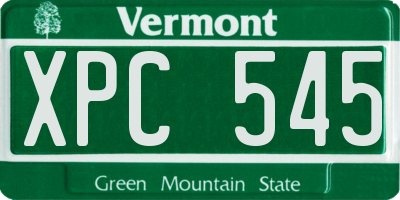 VT license plate XPC545
