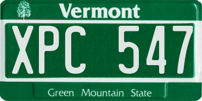 VT license plate XPC547