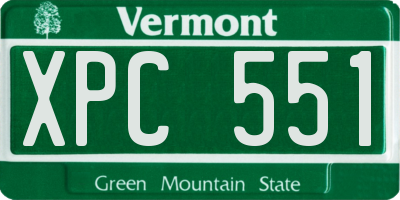 VT license plate XPC551