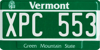 VT license plate XPC553