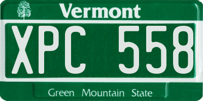 VT license plate XPC558