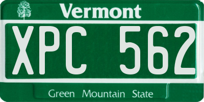 VT license plate XPC562