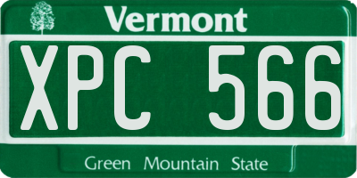 VT license plate XPC566