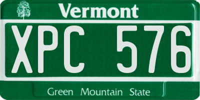 VT license plate XPC576