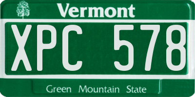 VT license plate XPC578