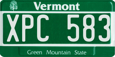 VT license plate XPC583
