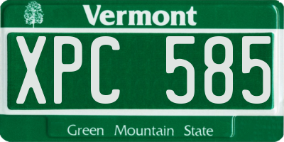 VT license plate XPC585