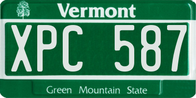 VT license plate XPC587