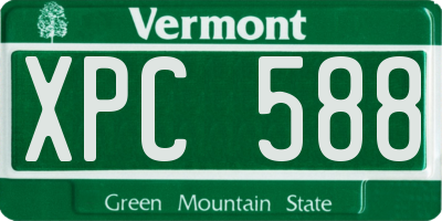 VT license plate XPC588
