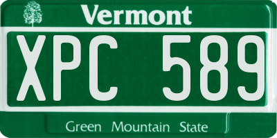 VT license plate XPC589