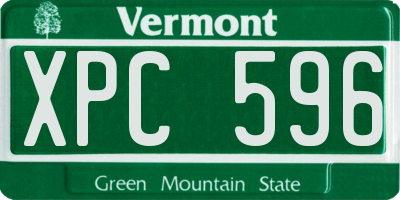 VT license plate XPC596