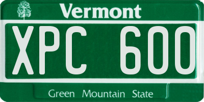 VT license plate XPC600