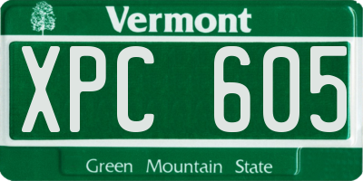 VT license plate XPC605