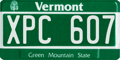 VT license plate XPC607