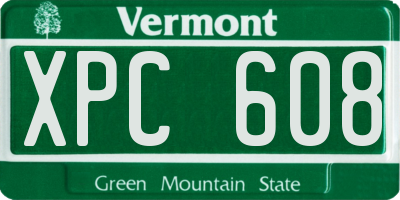 VT license plate XPC608