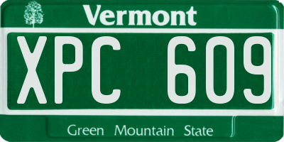 VT license plate XPC609
