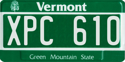 VT license plate XPC610