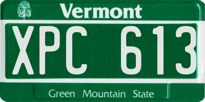 VT license plate XPC613