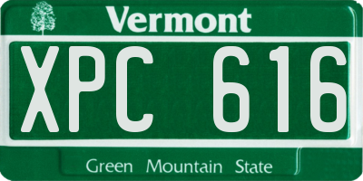 VT license plate XPC616