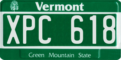 VT license plate XPC618