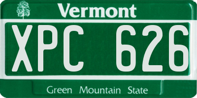 VT license plate XPC626