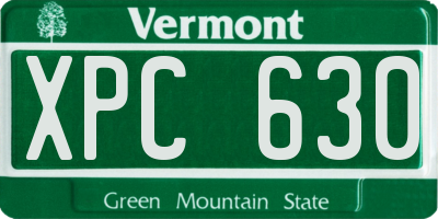 VT license plate XPC630