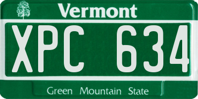 VT license plate XPC634