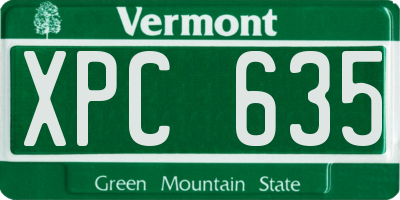 VT license plate XPC635