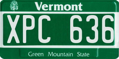 VT license plate XPC636