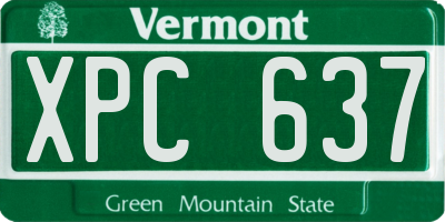 VT license plate XPC637