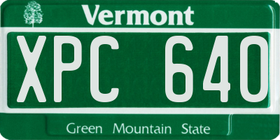 VT license plate XPC640