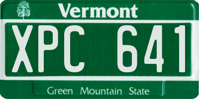 VT license plate XPC641
