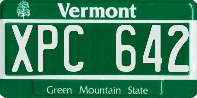 VT license plate XPC642