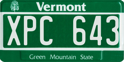 VT license plate XPC643