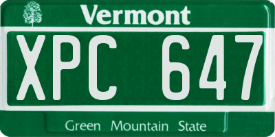 VT license plate XPC647
