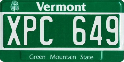 VT license plate XPC649