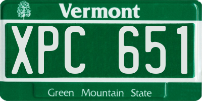 VT license plate XPC651