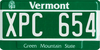 VT license plate XPC654