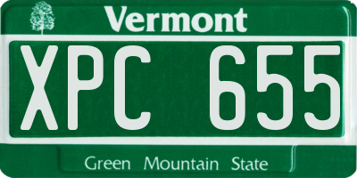 VT license plate XPC655