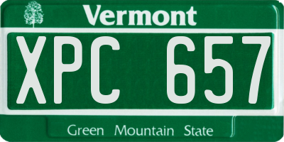 VT license plate XPC657