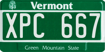 VT license plate XPC667