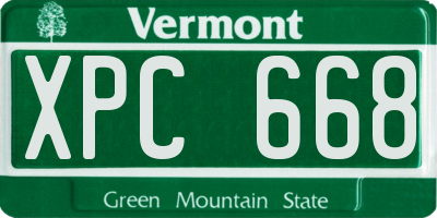 VT license plate XPC668