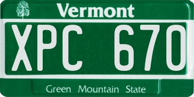 VT license plate XPC670