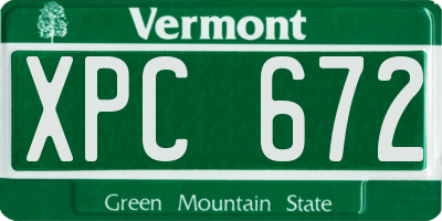 VT license plate XPC672