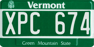 VT license plate XPC674