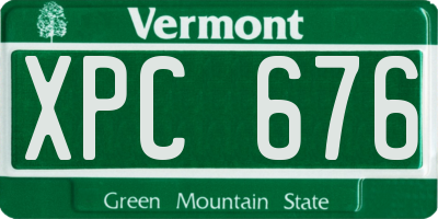 VT license plate XPC676