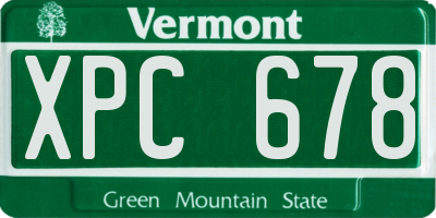 VT license plate XPC678